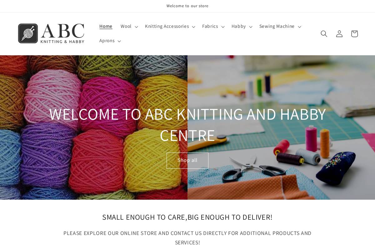 abcknitting.co.za homepage screenshot