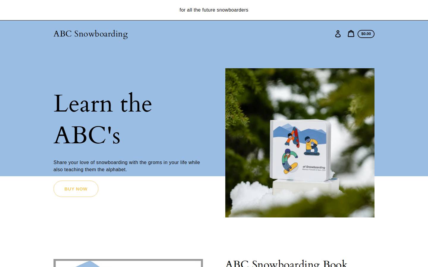 abcsnowboarding.com homepage screenshot
