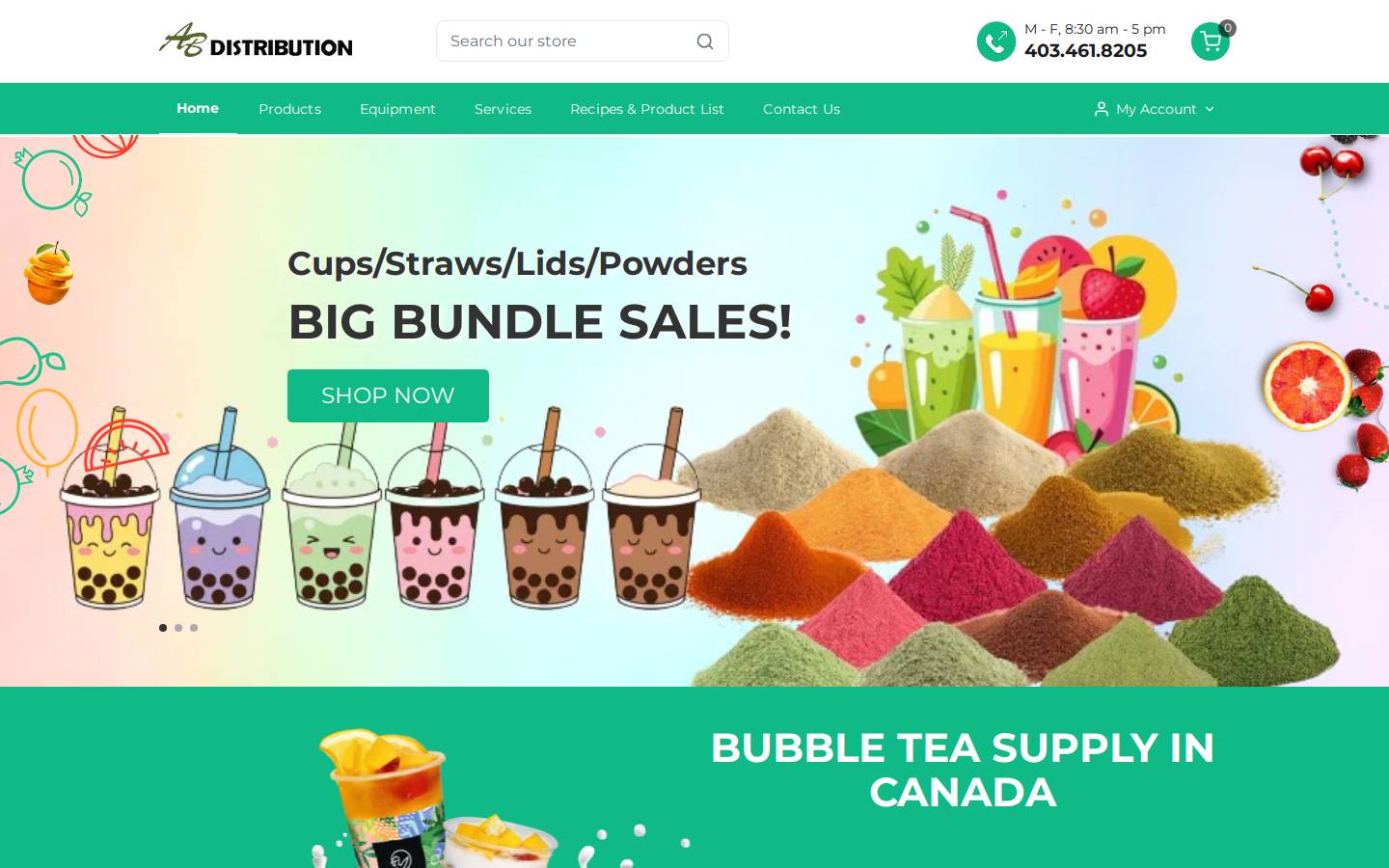 abdistribution.ca homepage screenshot