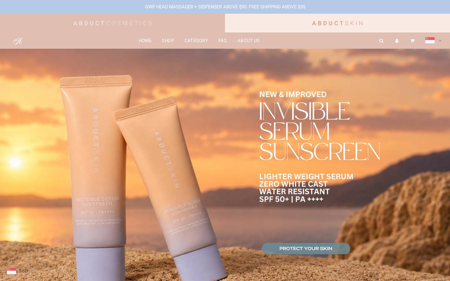 abductcosmetics.com homepage screenshot