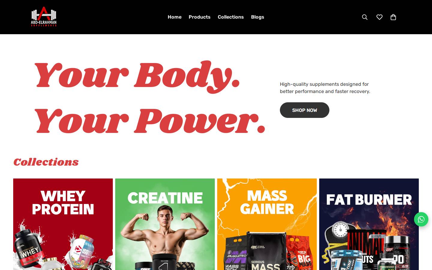 abdurhman-supplements.com homepage screenshot