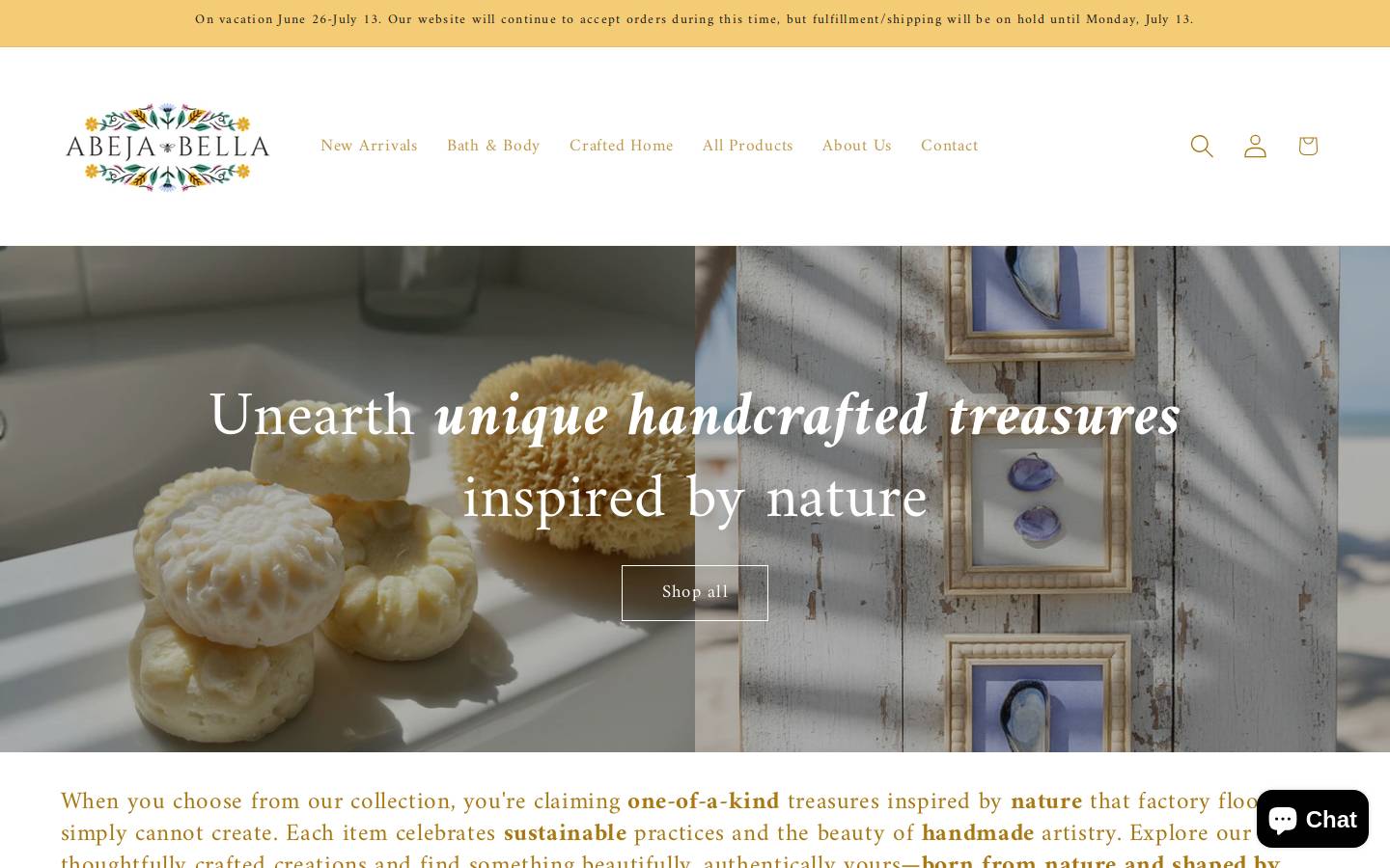 abejabella.com homepage screenshot