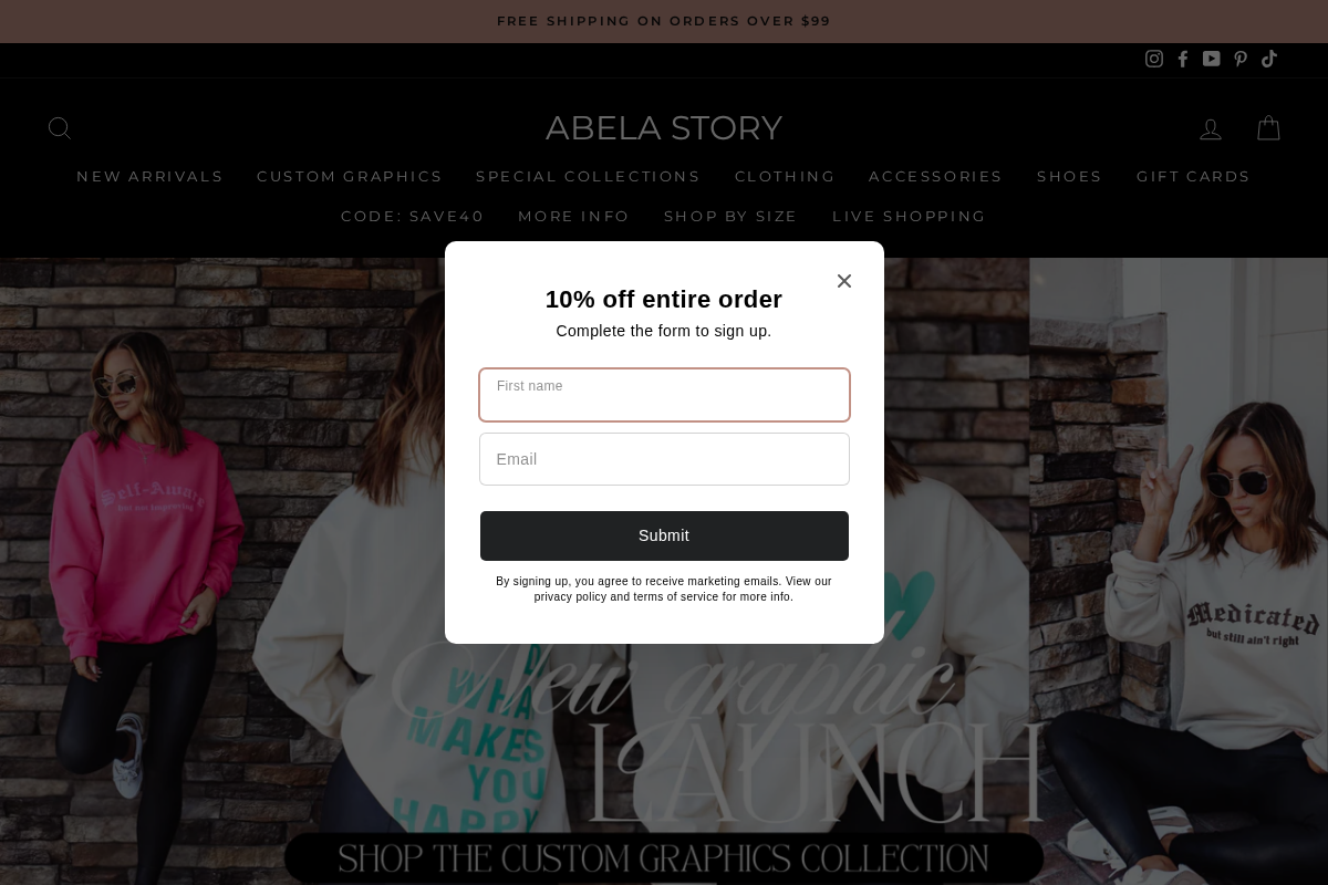 Abela Story homepage screenshot