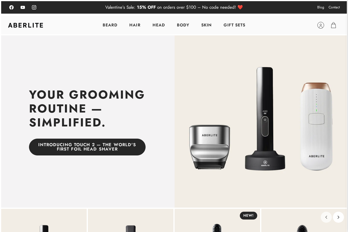 Aberlite homepage screenshot