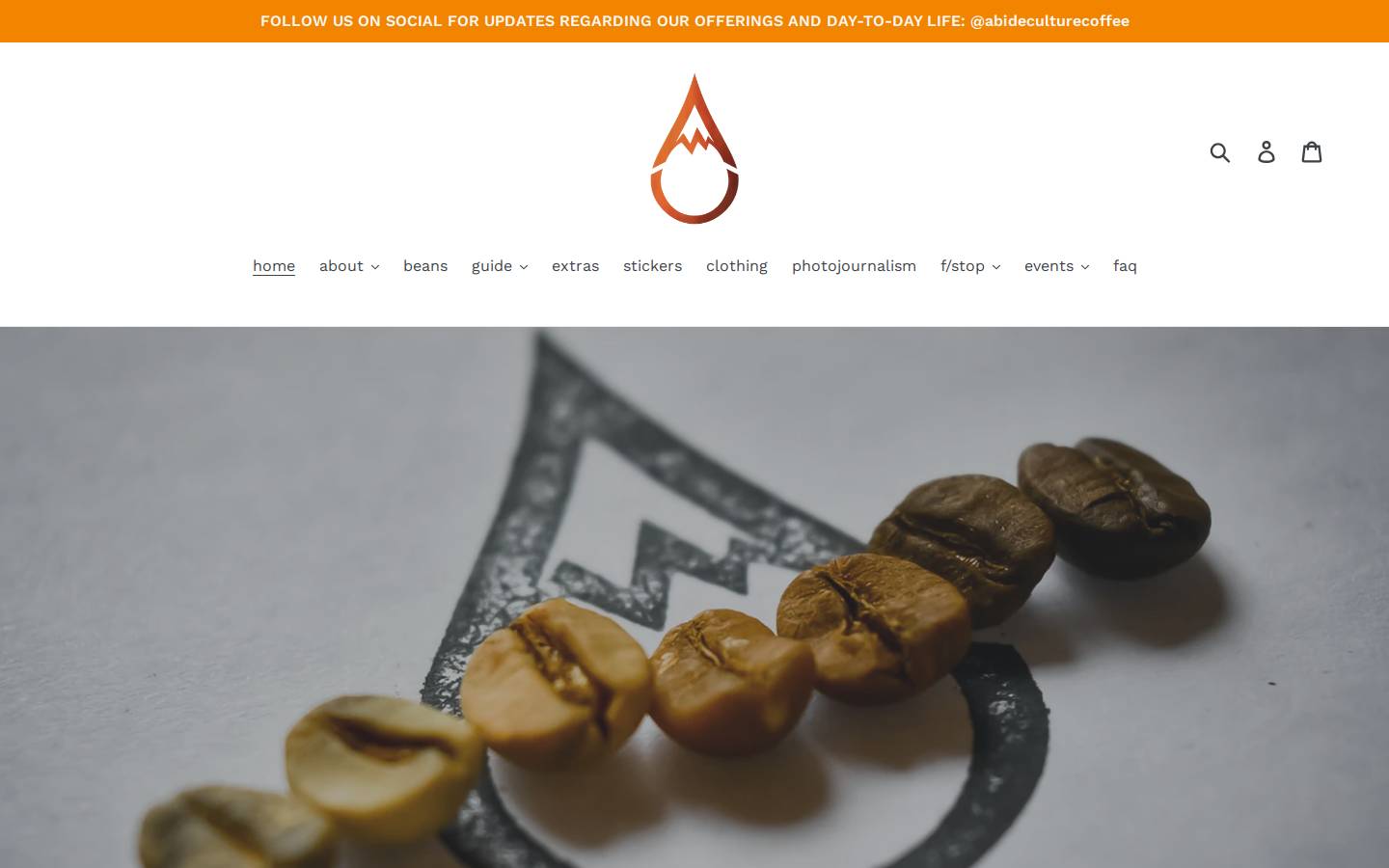 abideculturecoffee.com homepage screenshot