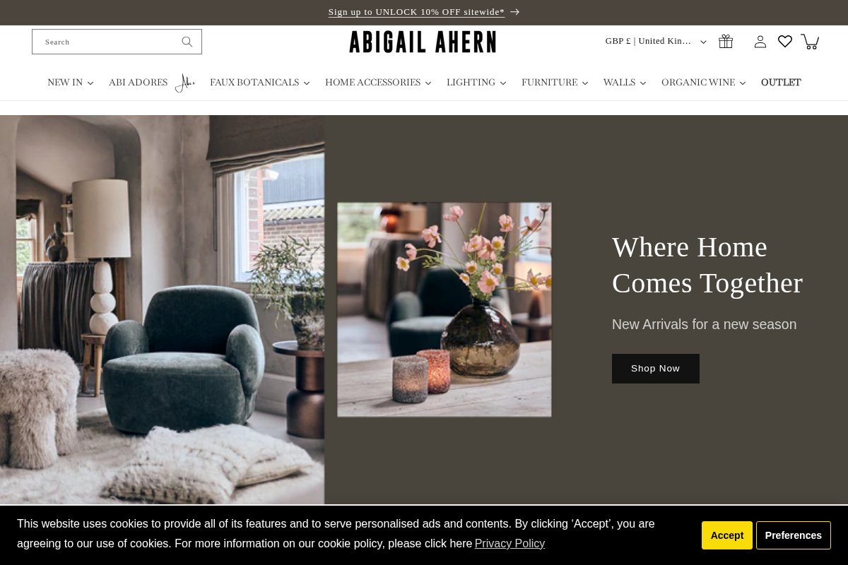 Abigail Ahern homepage screenshot