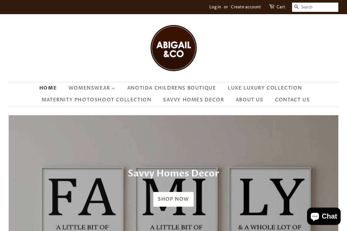 Abigailandco homepage screenshot