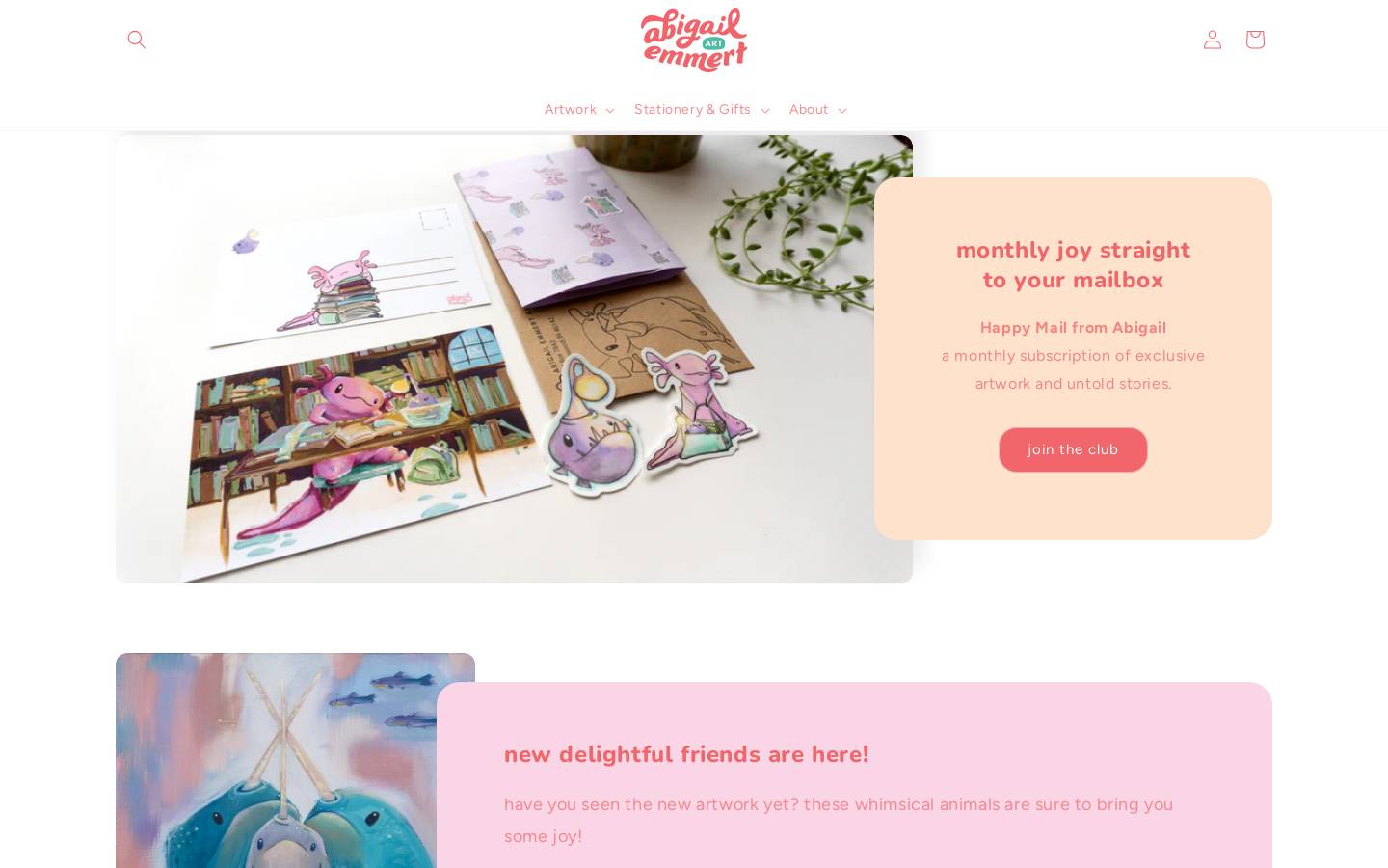 abigailemmertart.com homepage screenshot