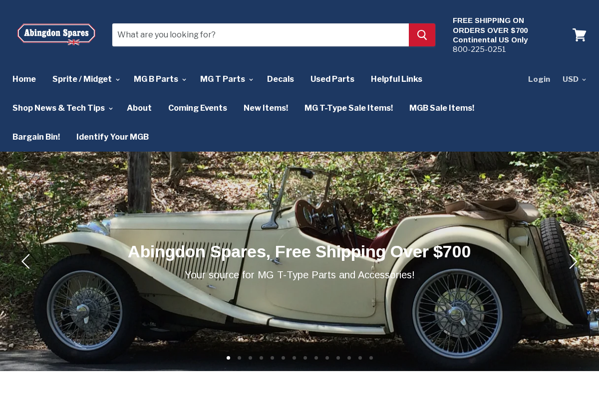 Abingdon Spares homepage screenshot
