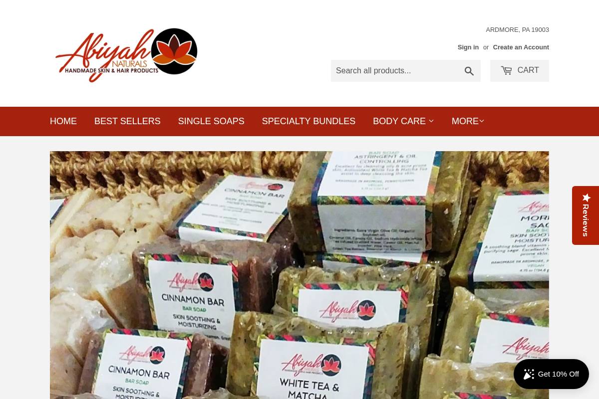 abiyahnaturals.com homepage screenshot