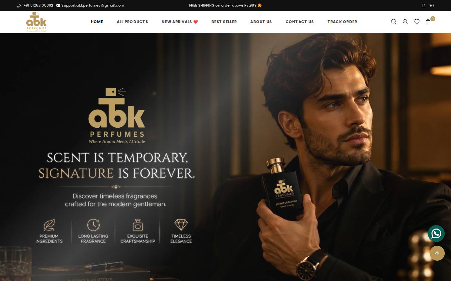 abkperfume.com homepage screenshot
