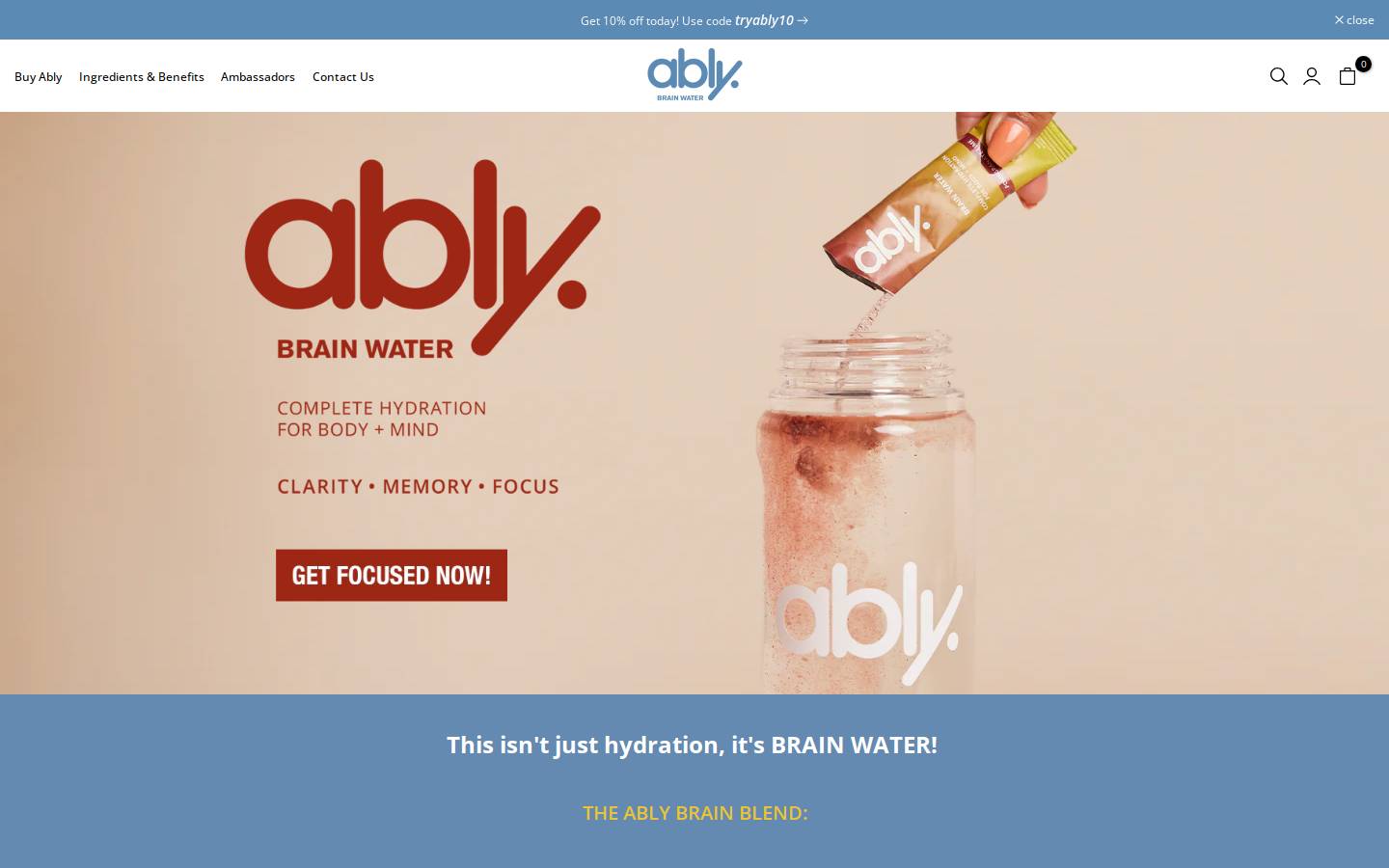 ablybrainwater.com homepage screenshot