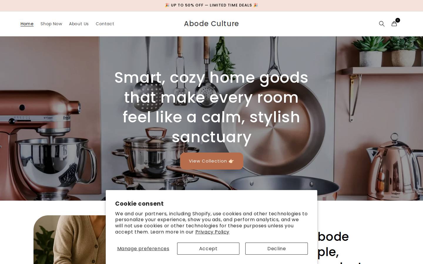 abodeculture.shop homepage screenshot