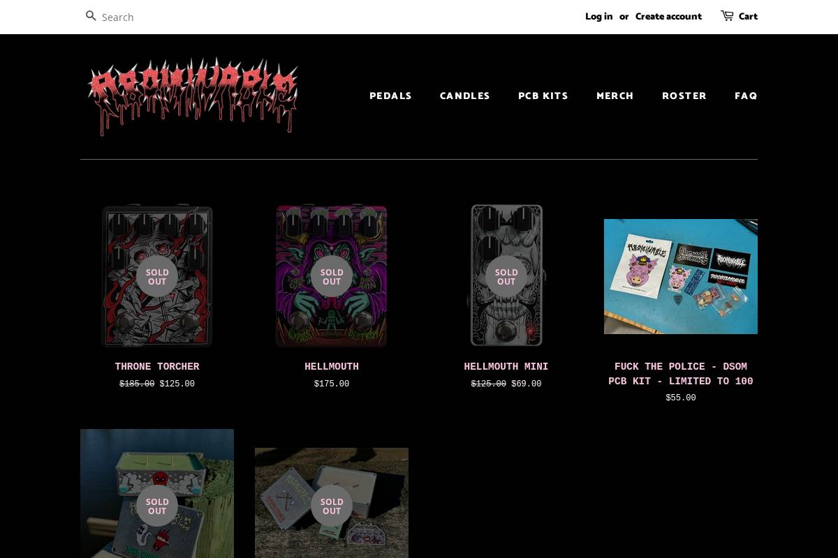 abominablepedals.com homepage screenshot