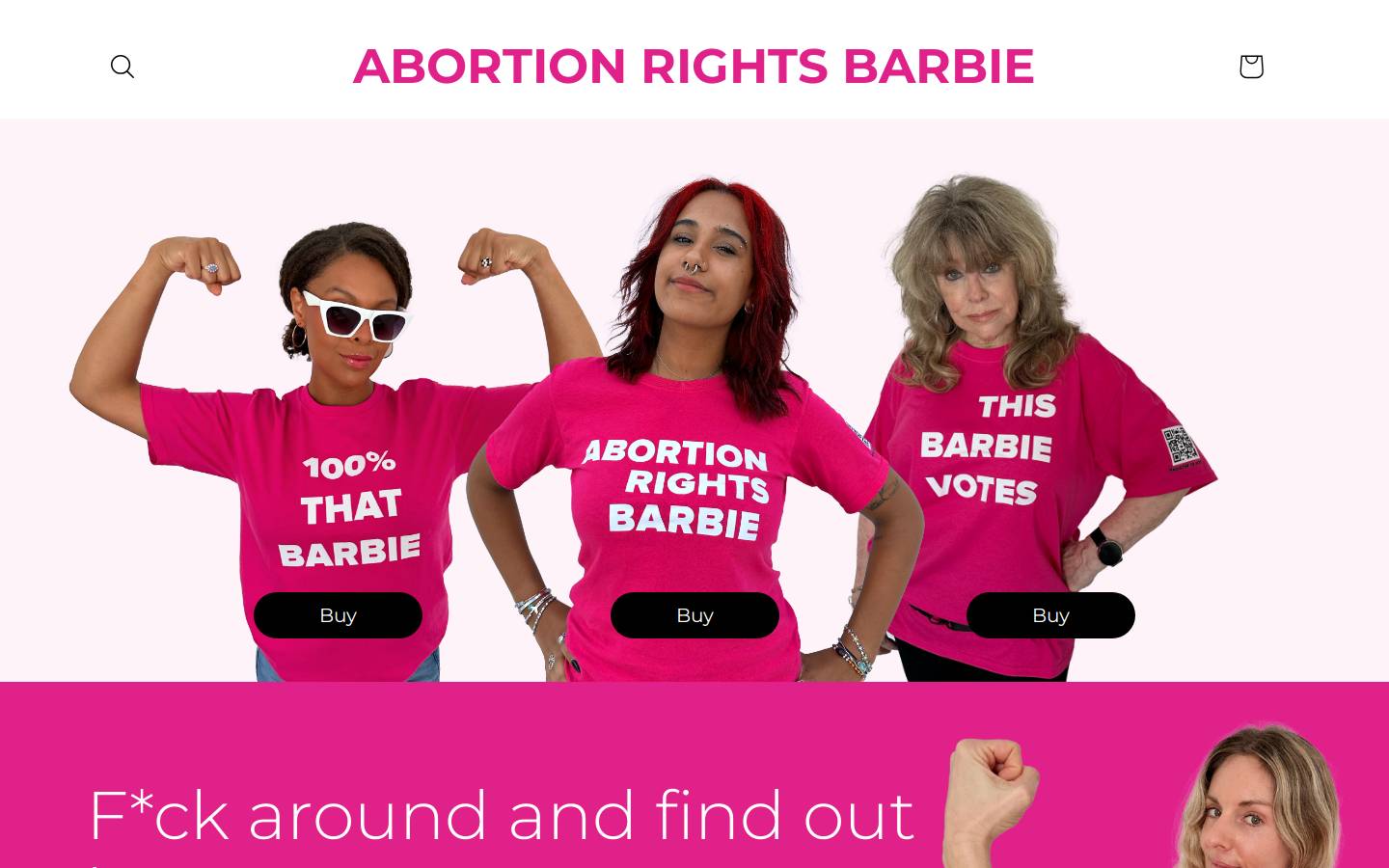abortionrightsbarbie.com homepage screenshot