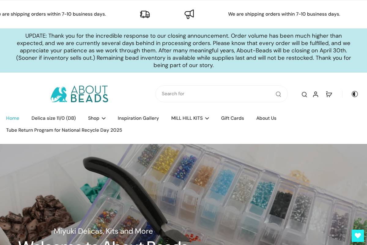 www.about-beads.com homepage screenshot
