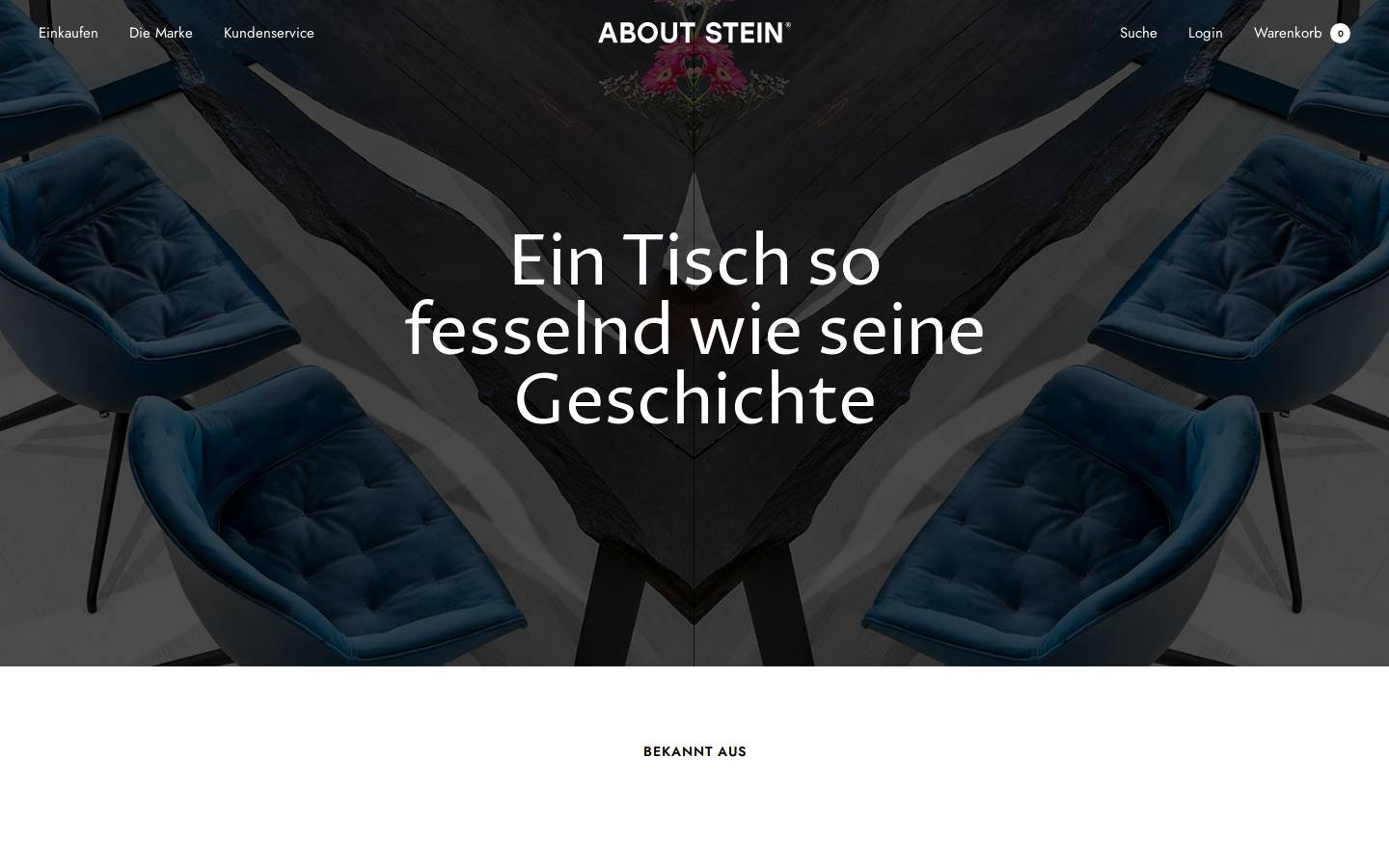 About Stein homepage screenshot