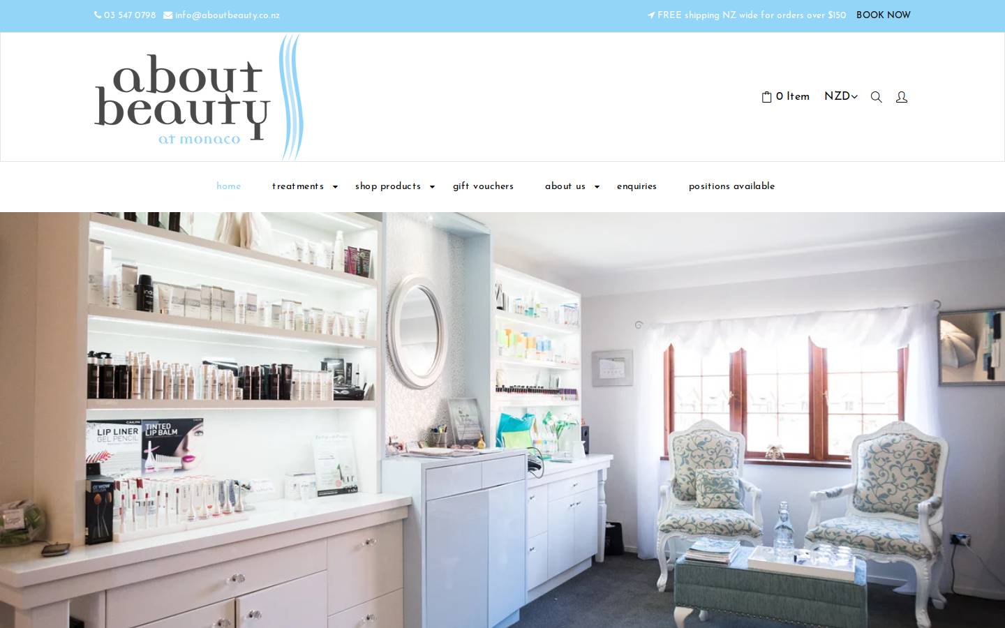 aboutbeauty.co.nz homepage screenshot