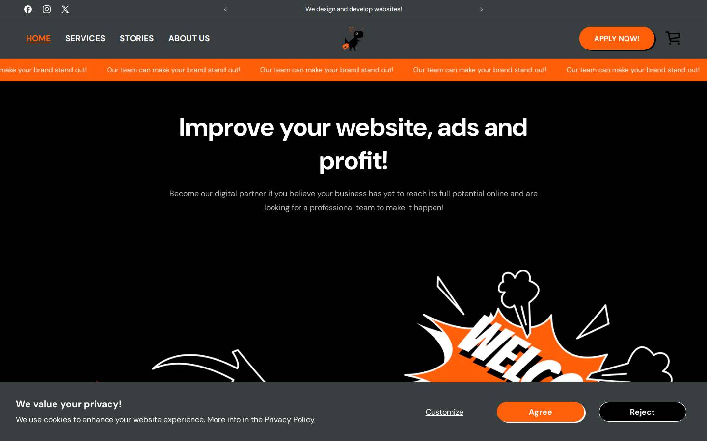 aboutblankmarketing.com homepage screenshot