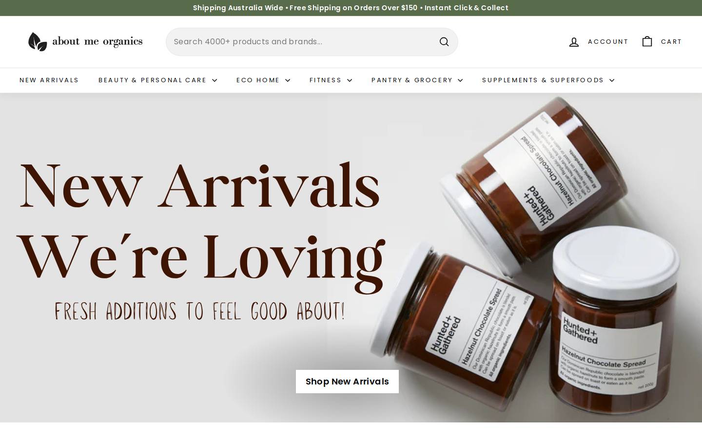 aboutmeorganics.com.au homepage screenshot