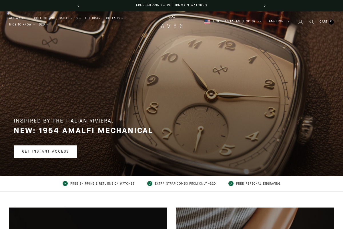 AV86 homepage screenshot