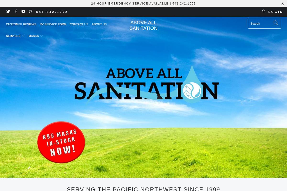 aboveallsanitation.com homepage screenshot