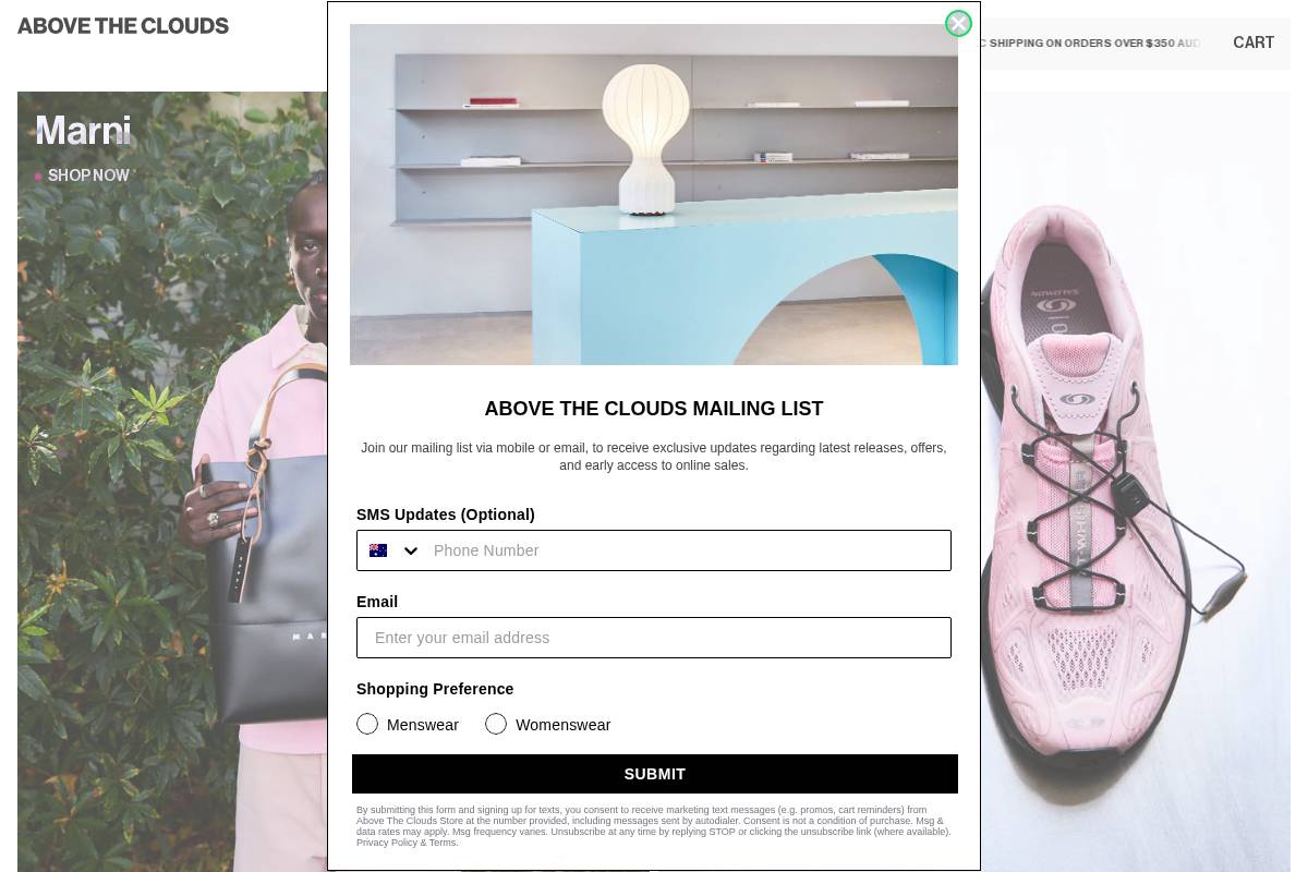 Above the Clouds homepage screenshot