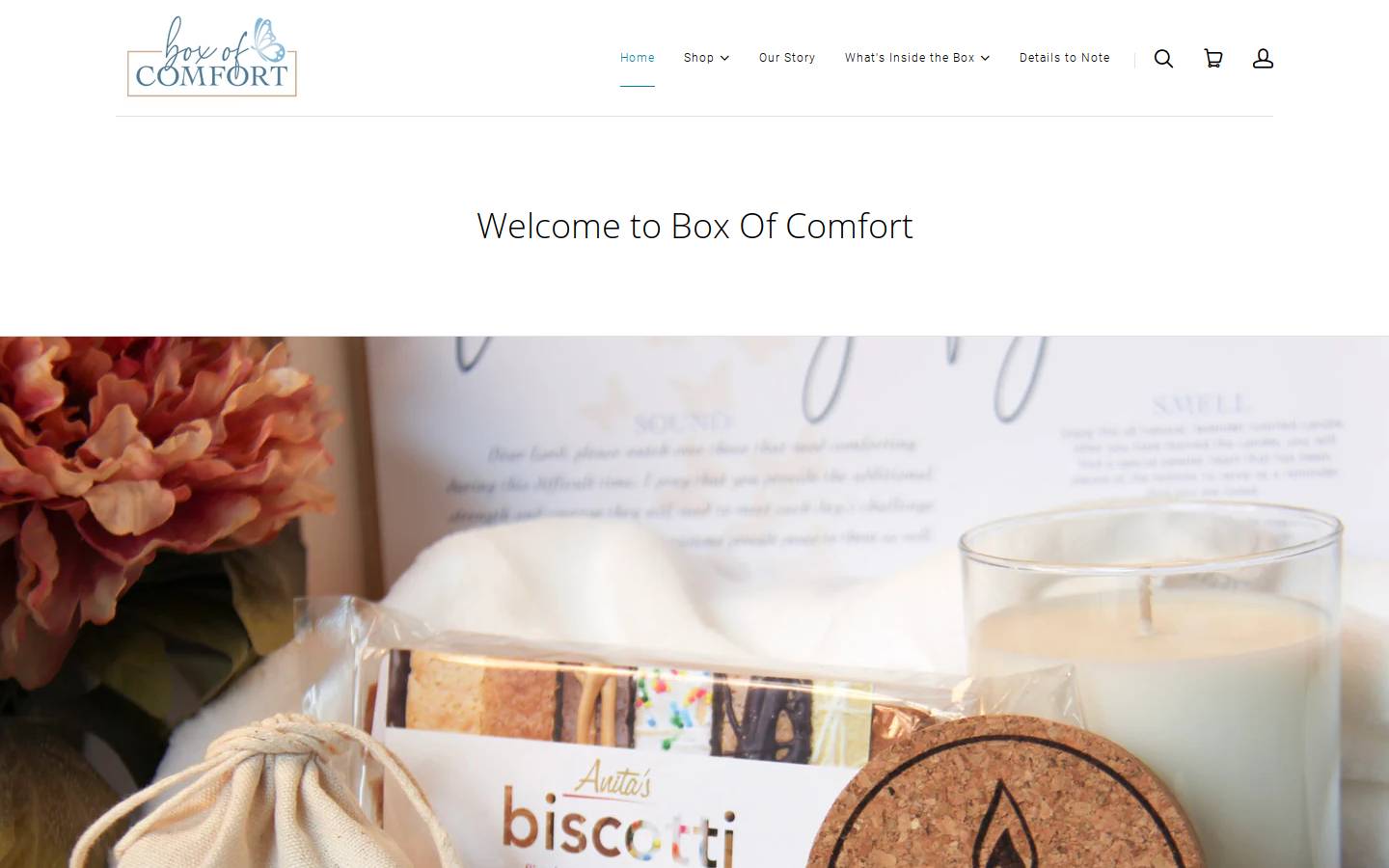 aboxofcomfort.com homepage screenshot