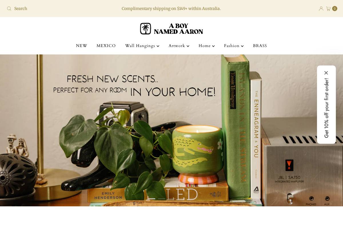 A Boy Named Aaron homepage screenshot