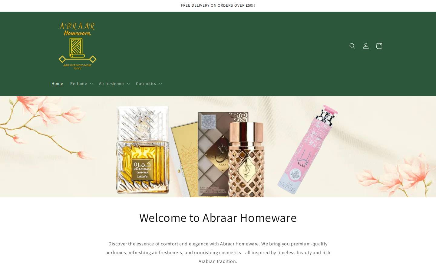 abraarhome.com homepage screenshot