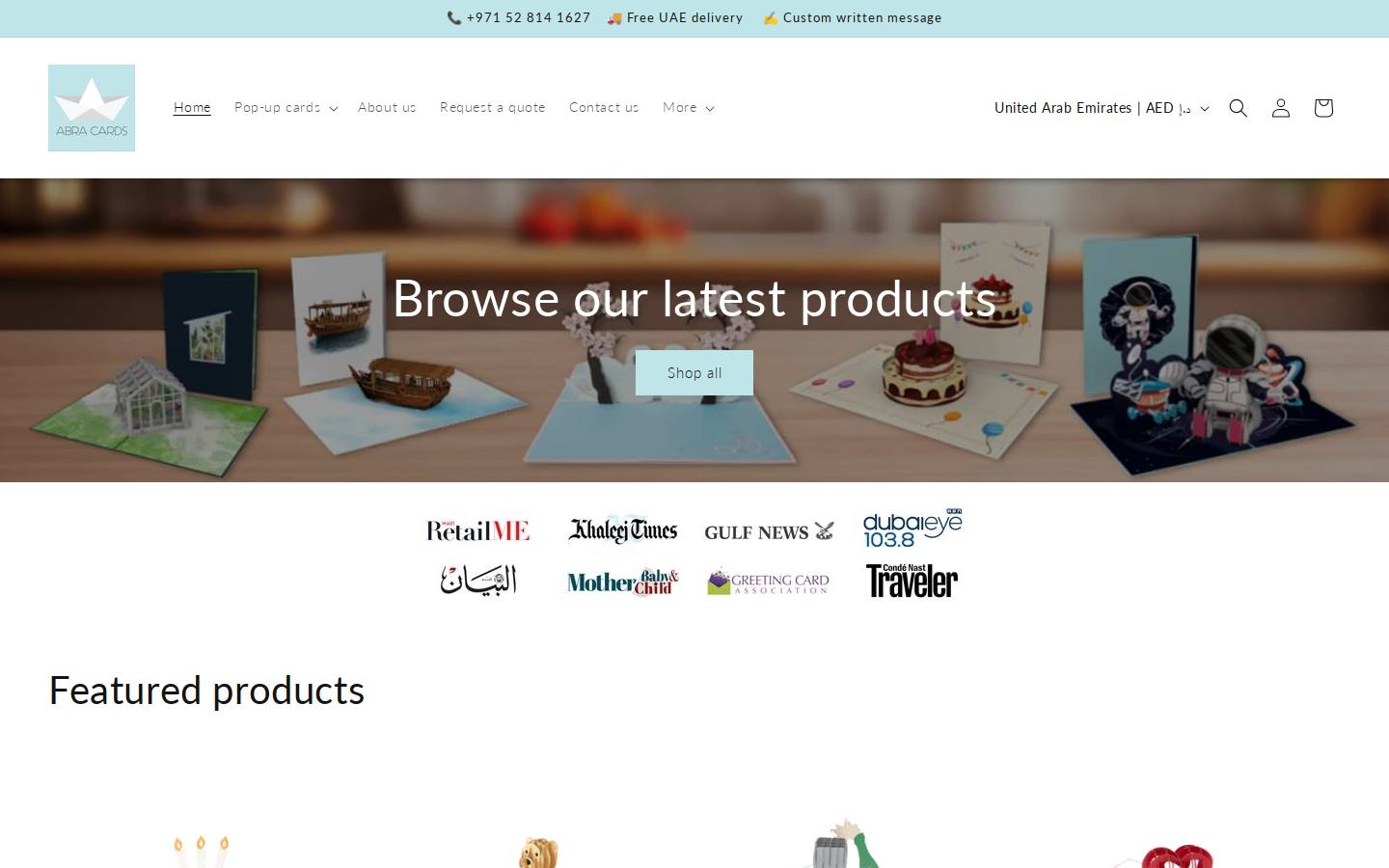 abracards.com homepage screenshot