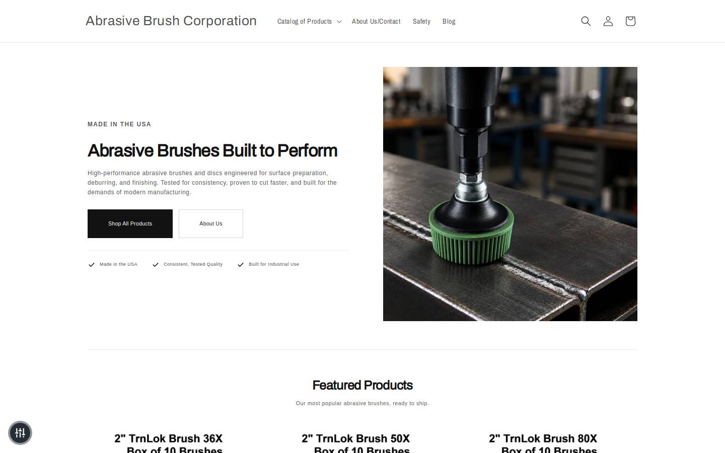 abrasivebrushcorp.com homepage screenshot