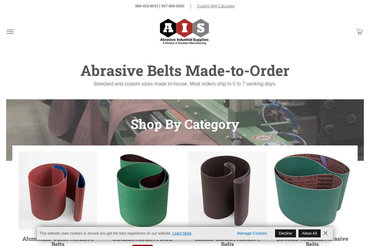 Abrasive Industrial Supplies homepage screenshot