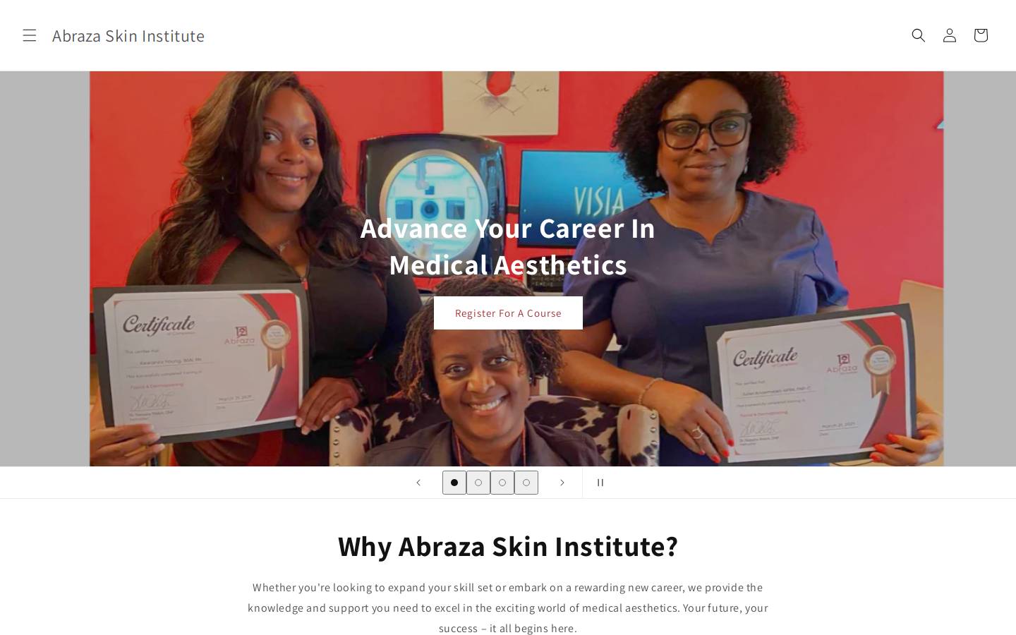 abrazaskininstitute.com homepage screenshot