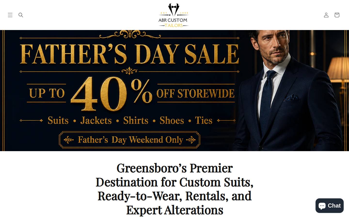 abrtailorsandsuits.com homepage screenshot