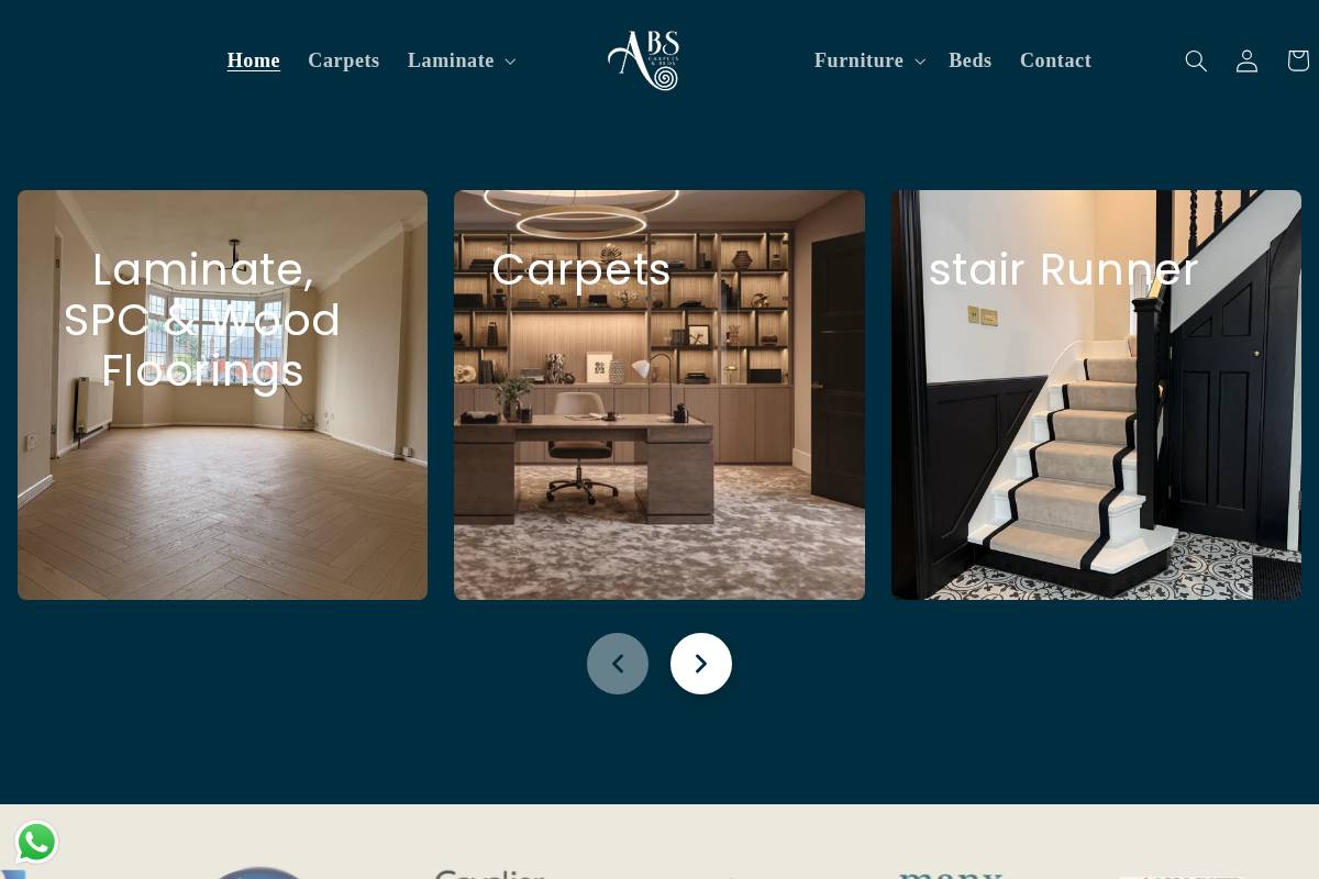 abscarpetsandbeds.co.uk homepage screenshot