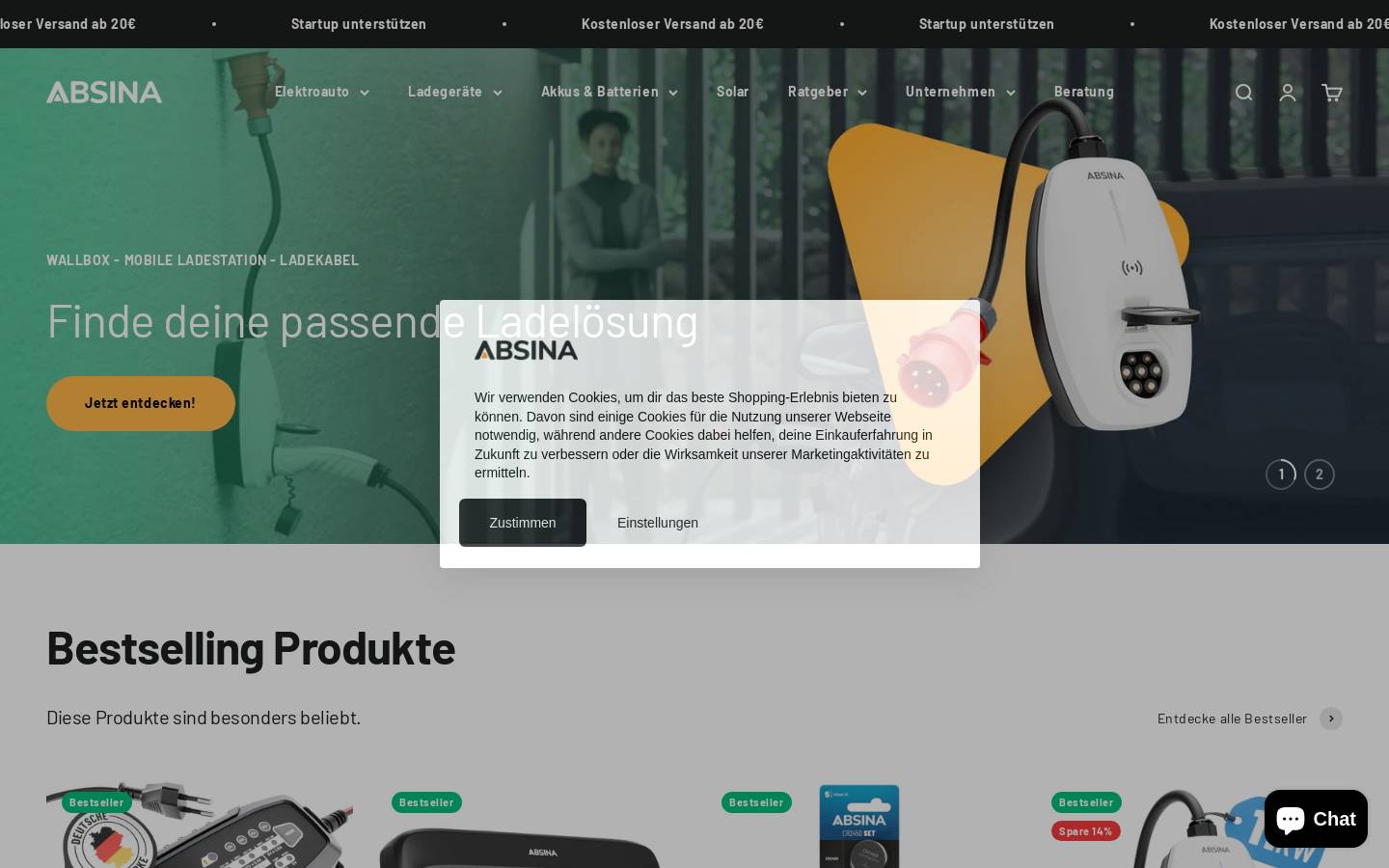 absina.com homepage screenshot