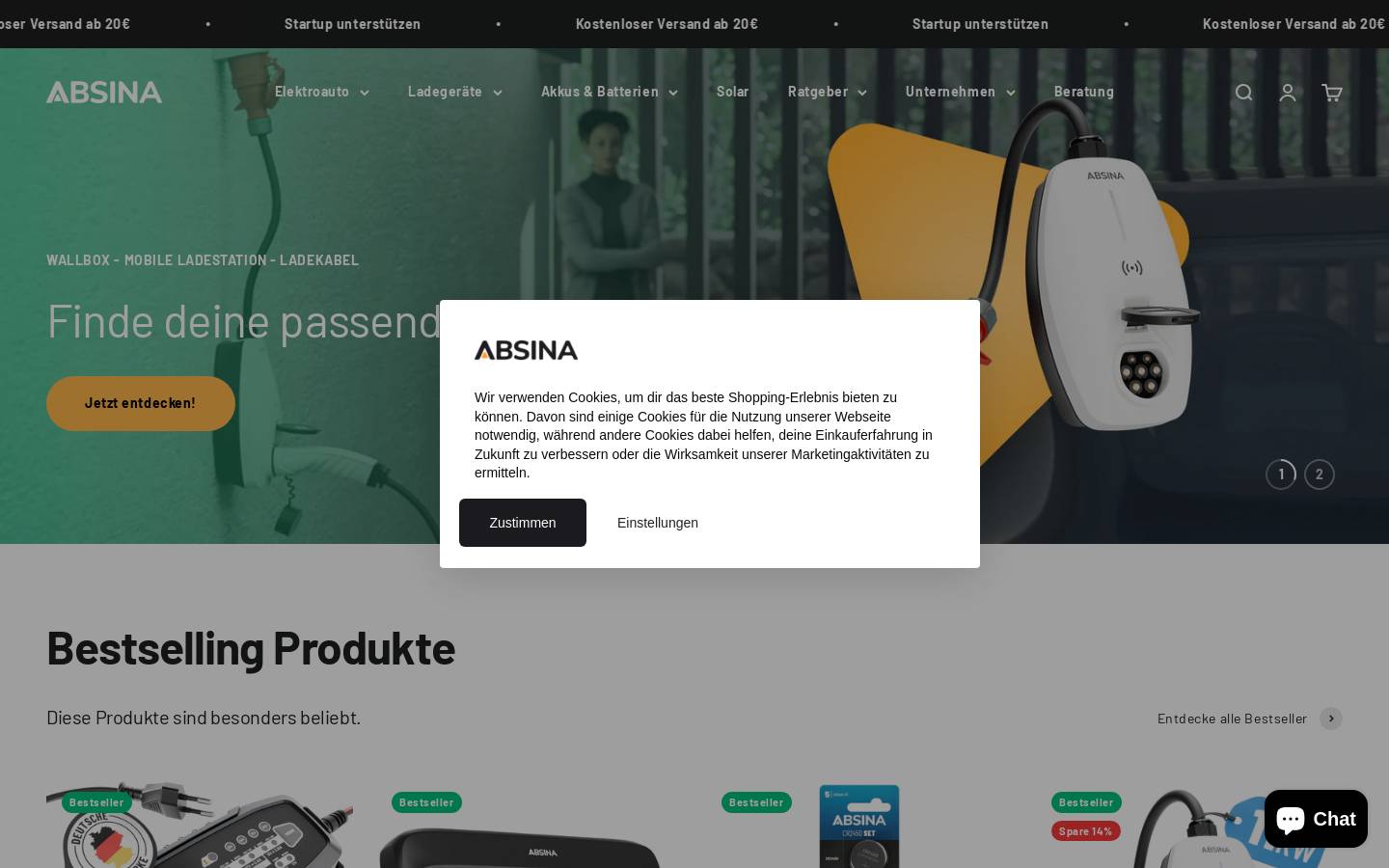 absina.de homepage screenshot