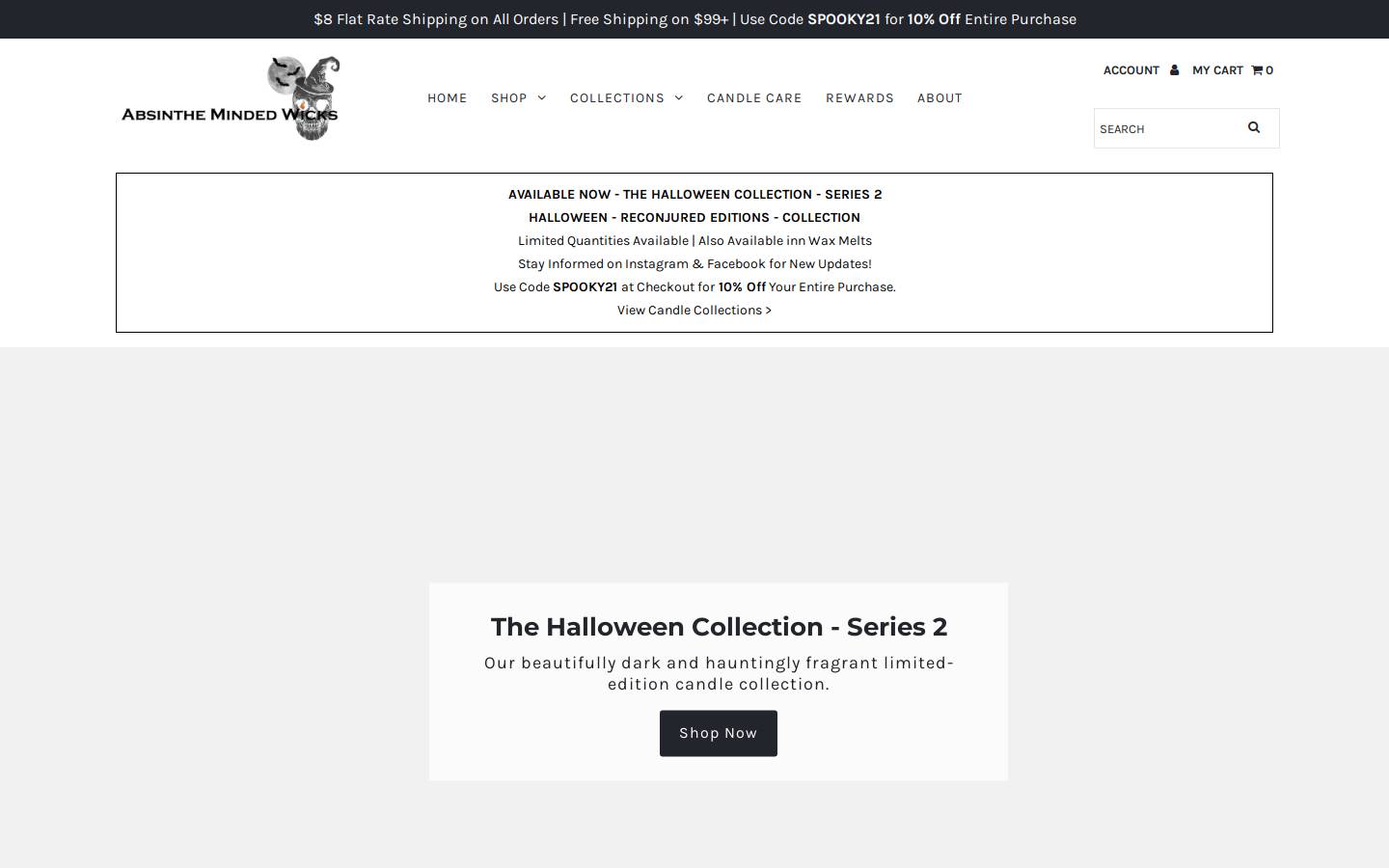 absinthemindedwicks.com homepage screenshot