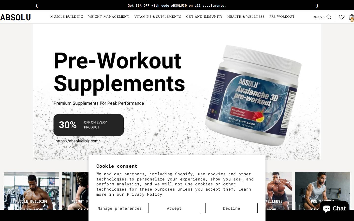 absoluelixir.com homepage screenshot