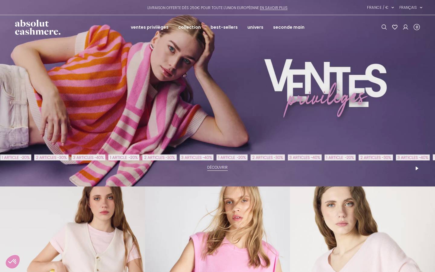 absolutcashmere.com homepage screenshot