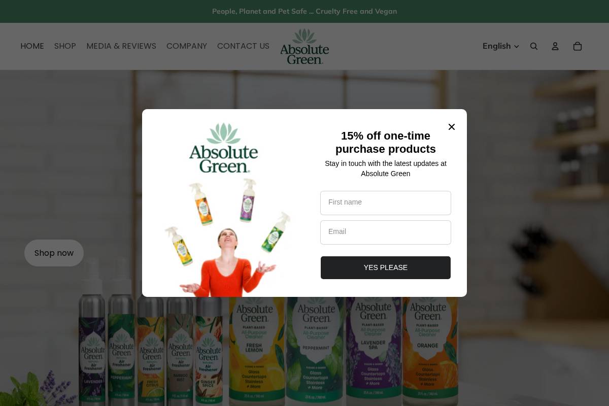 absolutegreen.com homepage screenshot