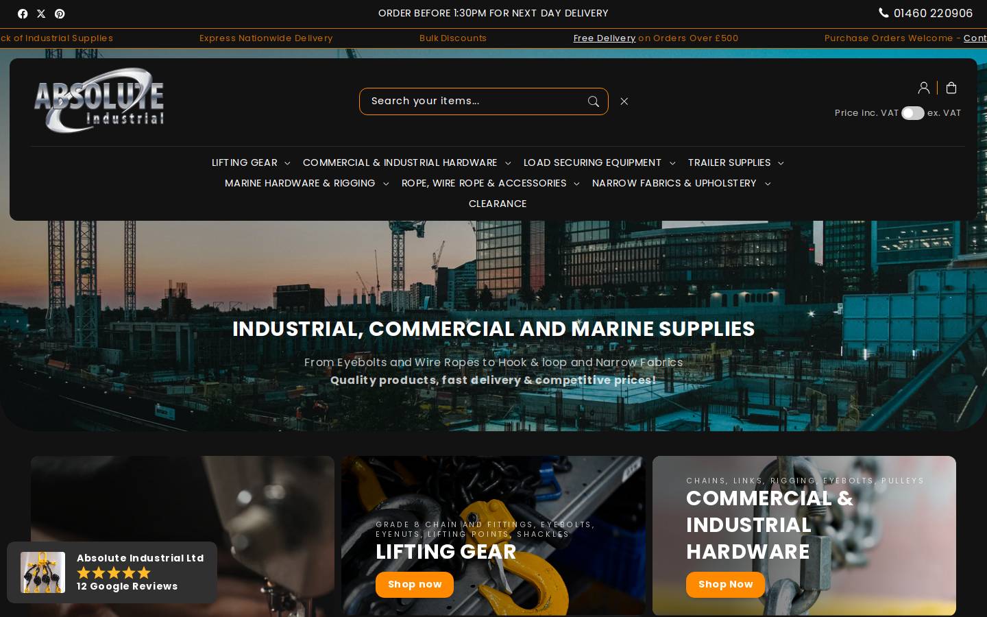 absoluteindustrial.co.uk homepage screenshot
