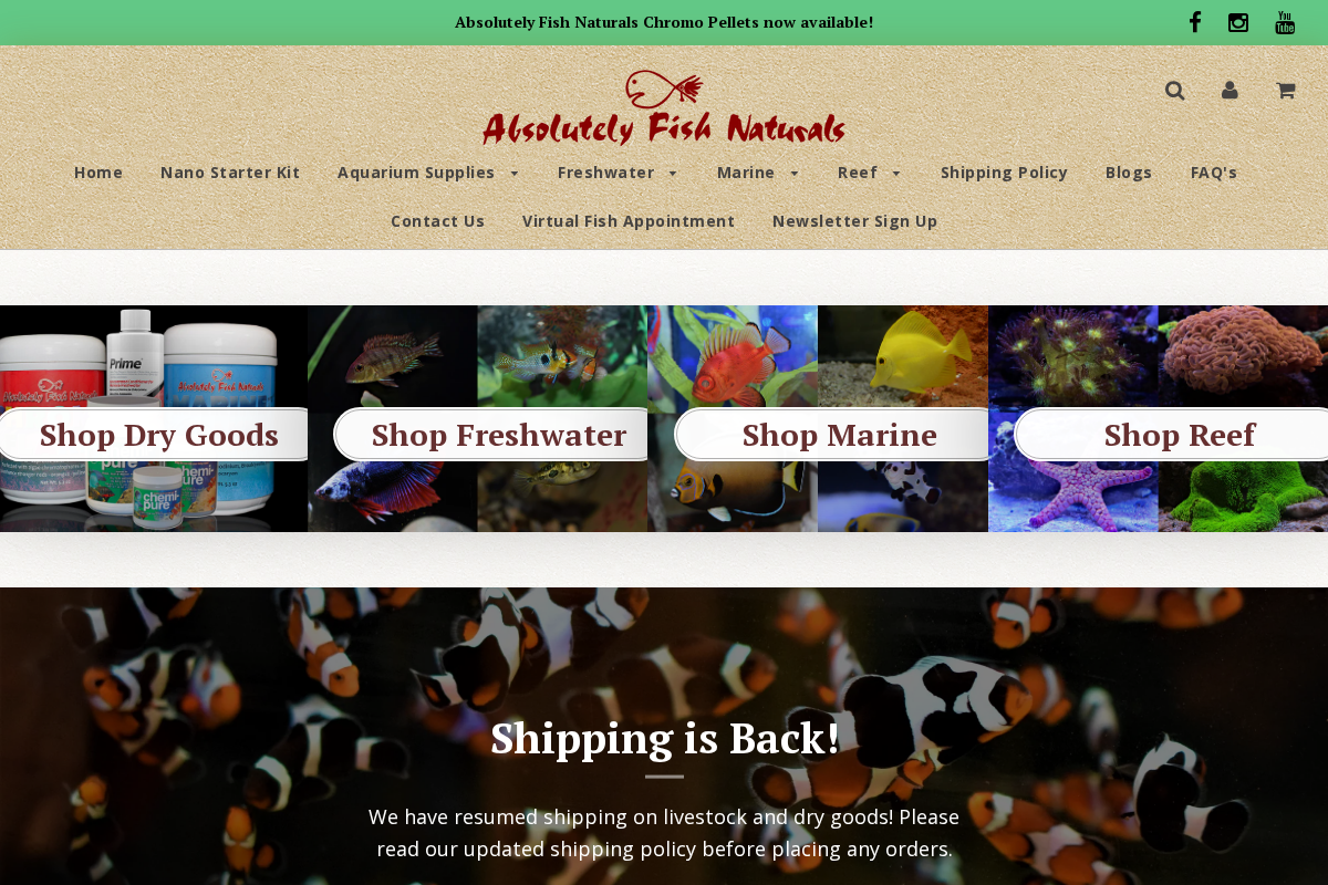 Absolutely Fish Naturals homepage screenshot