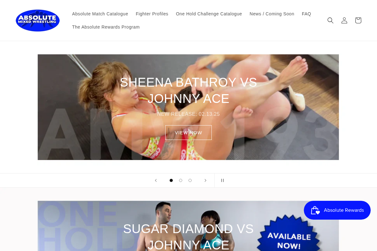 Absolute Mixed Wrestling homepage screenshot
