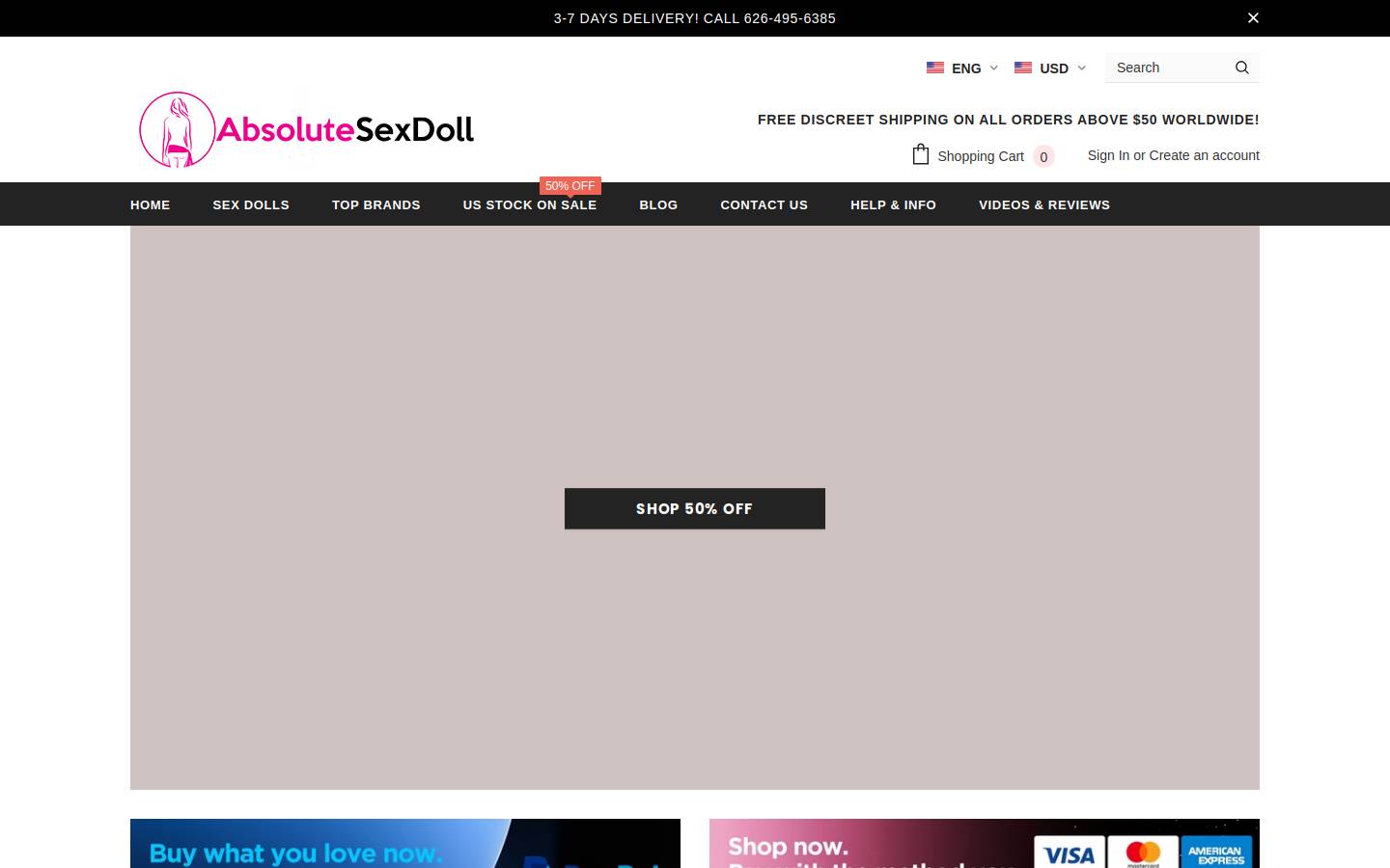 absolutesexdoll.com homepage screenshot