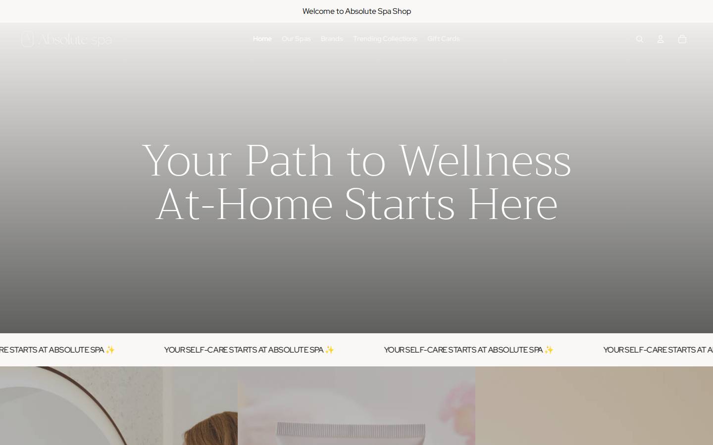 absolutespashop.com homepage screenshot