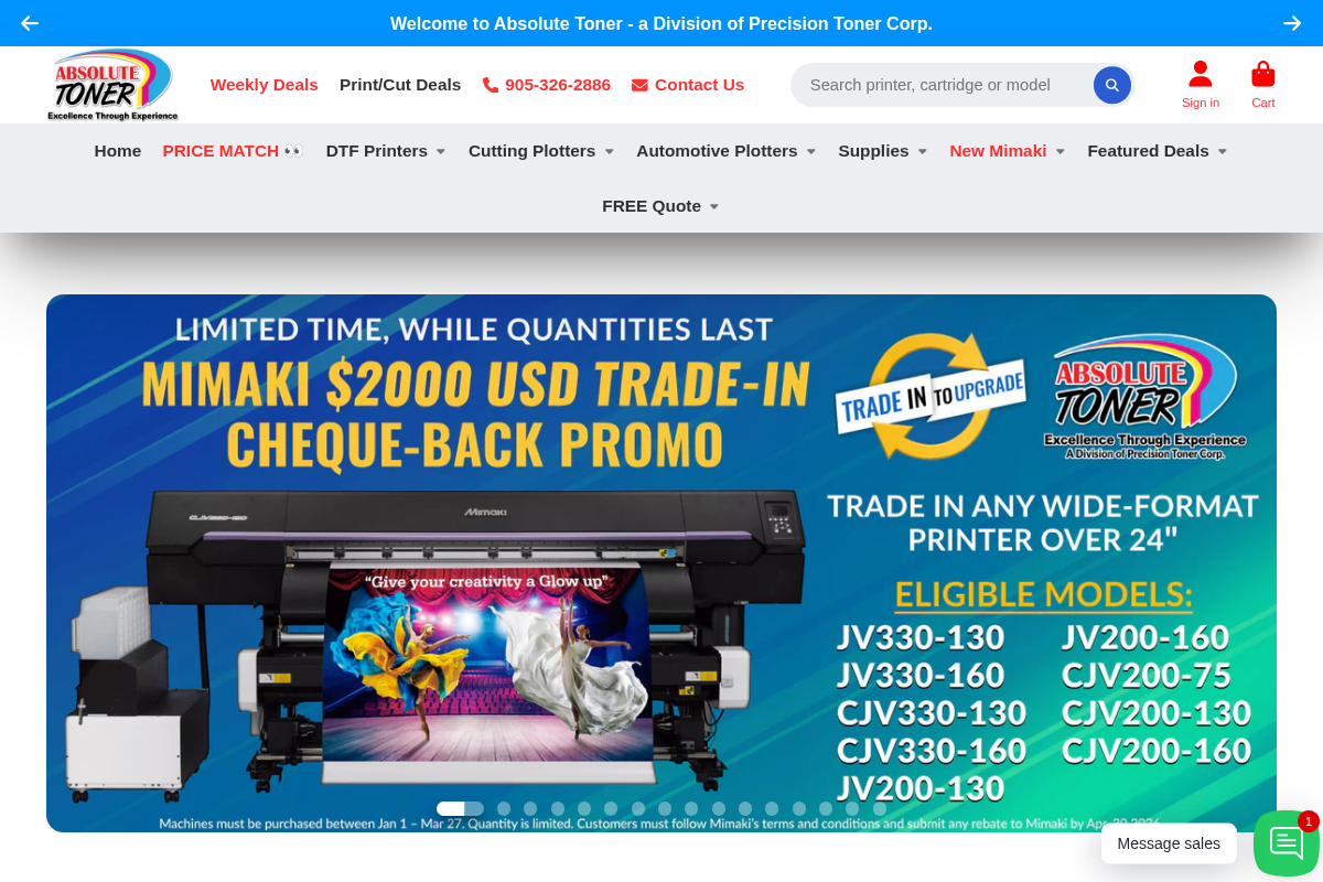 Absolute Toner homepage screenshot