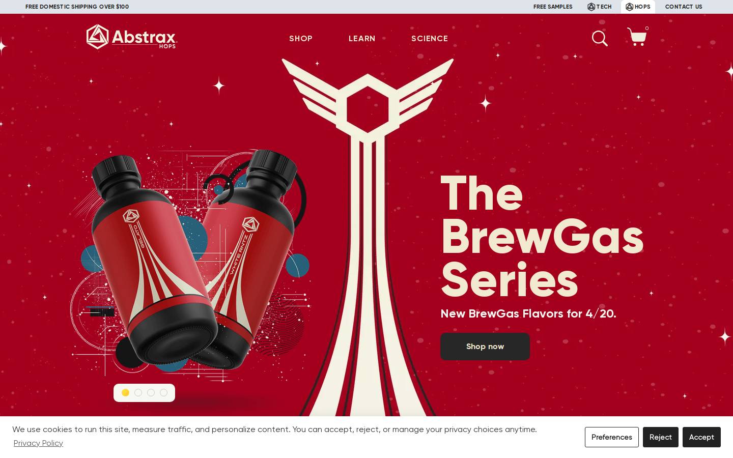 Abstrax Hops homepage screenshot