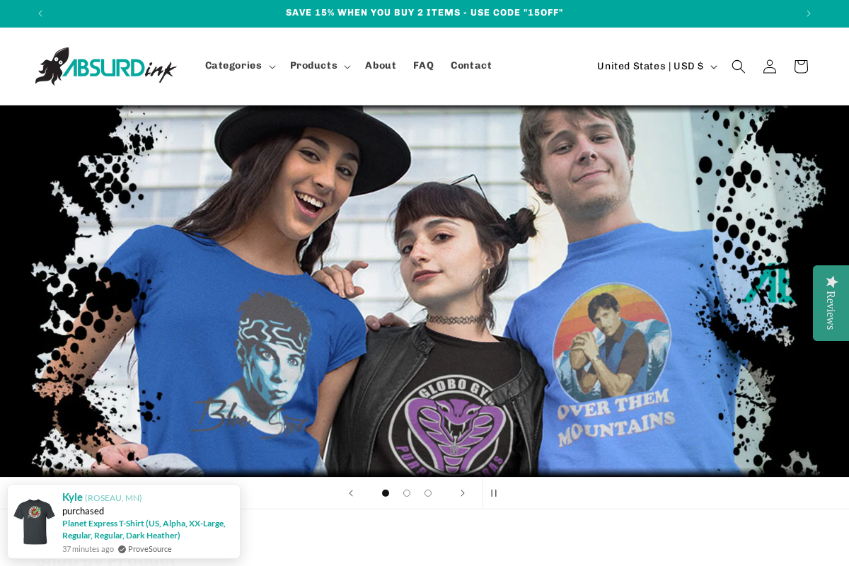 absurdink.com homepage screenshot